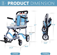 Garvee Ultra Lightweight Transfer Chair, 19 lbs Folding Aluminum Wheelchair with 280° Flip-Up Armrests, Locking Handbrake, 220 lb Capacity, 16.5" Seat, Swinging Footrests, Portable Travel Wheelchair for Elderly & Caregivers