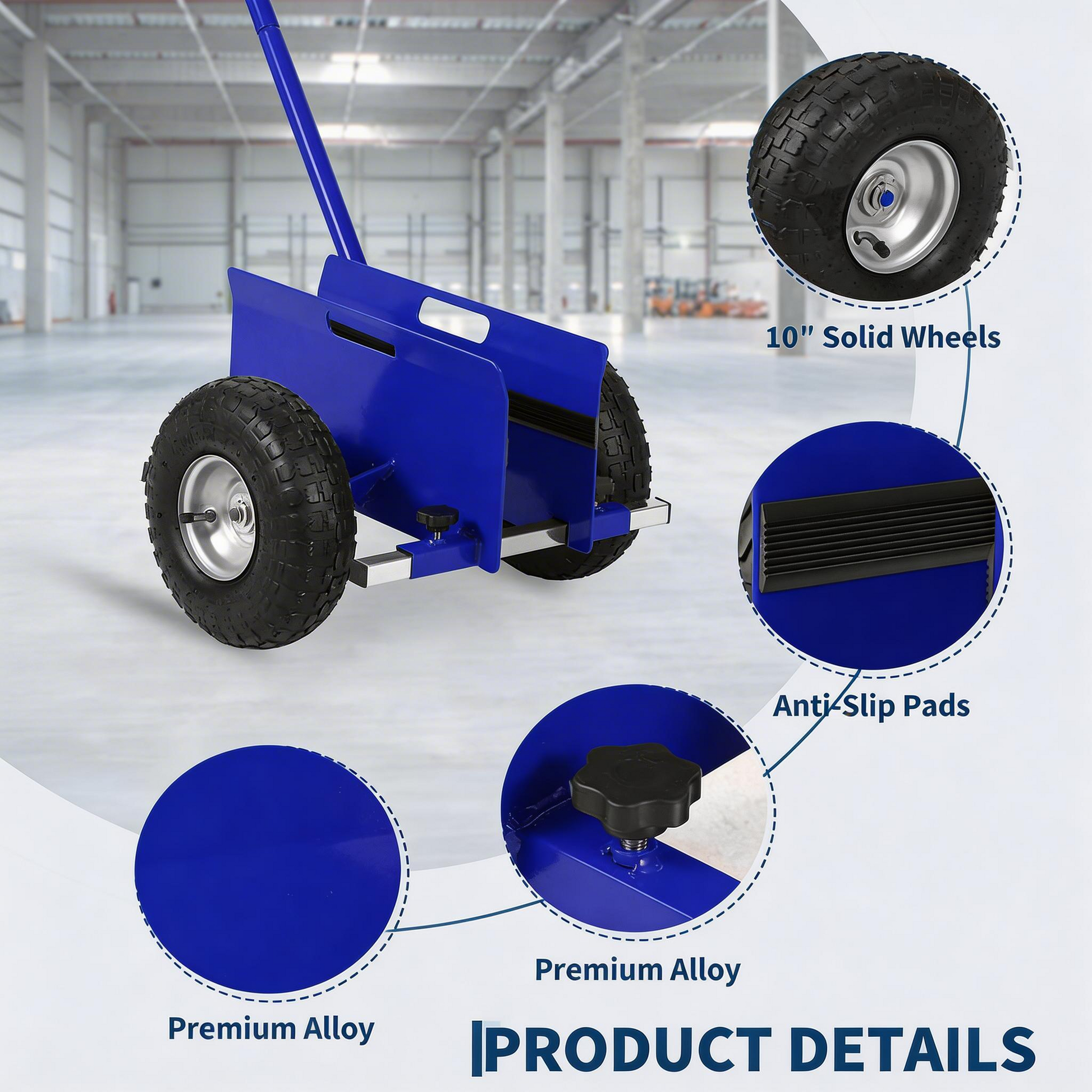 Garvee Panel Dolly Heavy Duty Drywall Cart 660 LBS Capacity Adjustable Clamp Steel Frame 10" Rubber Wheels for Sheetrock Transport