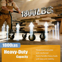 Garvee Heavy Duty Platform Truck Cart 1800LBS Capacity Foldable Handle Steel Flatbed Dolly with 6" Swivel Wheels and Brakes for Warehouse and Shipping
