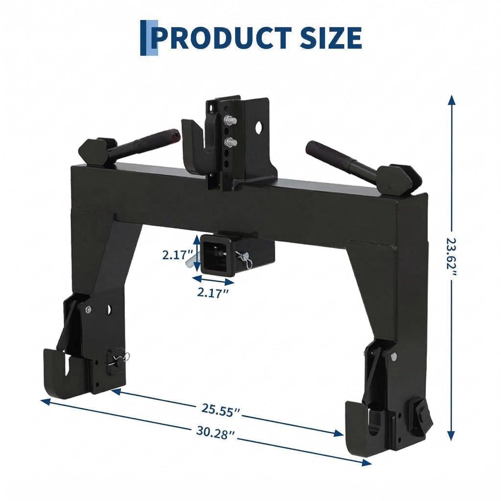 Garvee 3-Point Quick Hitch for Category 1 Tractors, 3000 LBS Lift, Heavy-Duty Steel, Easy Install, Includes 2 Receivers, Black, Agricultural Use