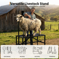 Garvee Goat Milking Stand Adjustable Height Metal Rust-Proof Heavy-Duty Steel with Nose Loop for Livestock Grooming