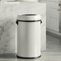 Garvee 17 Gallon Open Top Trash Can, Commercial Grade Heavy Duty Brushed Stainless Steel Outdoor Trash Can, Large Kitchen Trash Can, White