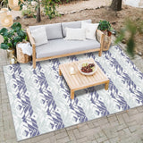 Garvee Outdoor Blue & White 5×8 Area Rug, Washed Back Print Folding Rug Waterproof Rug Geometric Rug Easy-Cleaning Outdoor Rug for Outdoors Rv Patio Backyard Deck Picnic Beach Camping - Blue & White