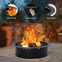 Garvee Fire Pit Ring Liner, 36 Inch Outer/30 inch Round Fire Pit Insert Liner, Rings Outside Wood Burning DIY Campfire Ring Above Ground or In-Ground for Outdoor