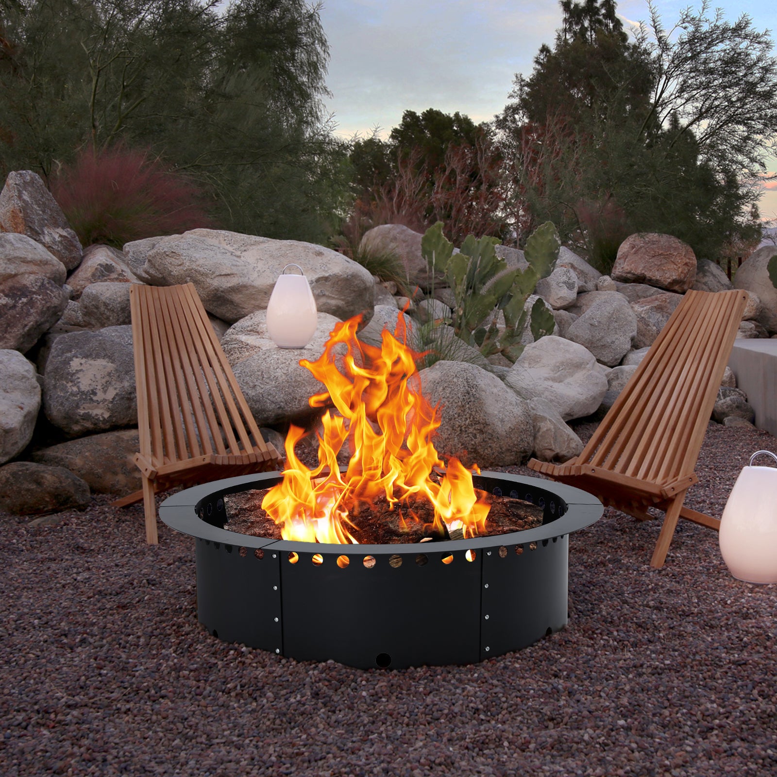 Garvee Fire Pit Ring Liner, 36 Inch Outer/30 inch Round Fire Pit Insert Liner, Rings Outside Wood Burning DIY Campfire Ring Above Ground or In-Ground for Outdoor