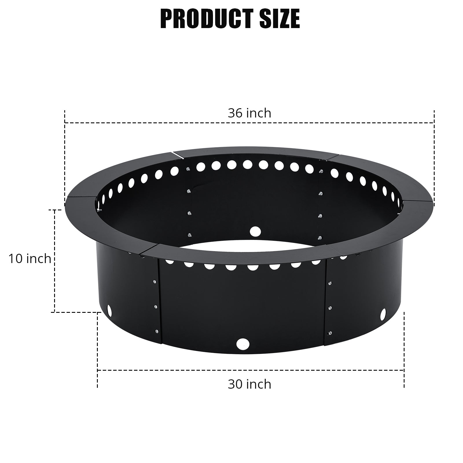 Garvee Fire Pit Ring Liner, 36 Inch Outer/30 inch Round Fire Pit Insert Liner, Rings Outside Wood Burning DIY Campfire Ring Above Ground or In-Ground for Outdoor