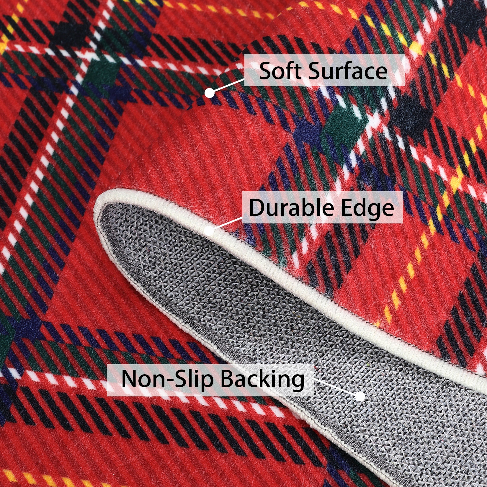Garvee Christmas Runner Rug 2x6 Washable Plaid Area Rug Xmas Decor Non Slip Kitchen Rugs Bath Mat Buffalo Grid Low Pile Entryway Rug Soft Stain Resistant Carpet for Laundry Entance Plaid|Red 2'x6'