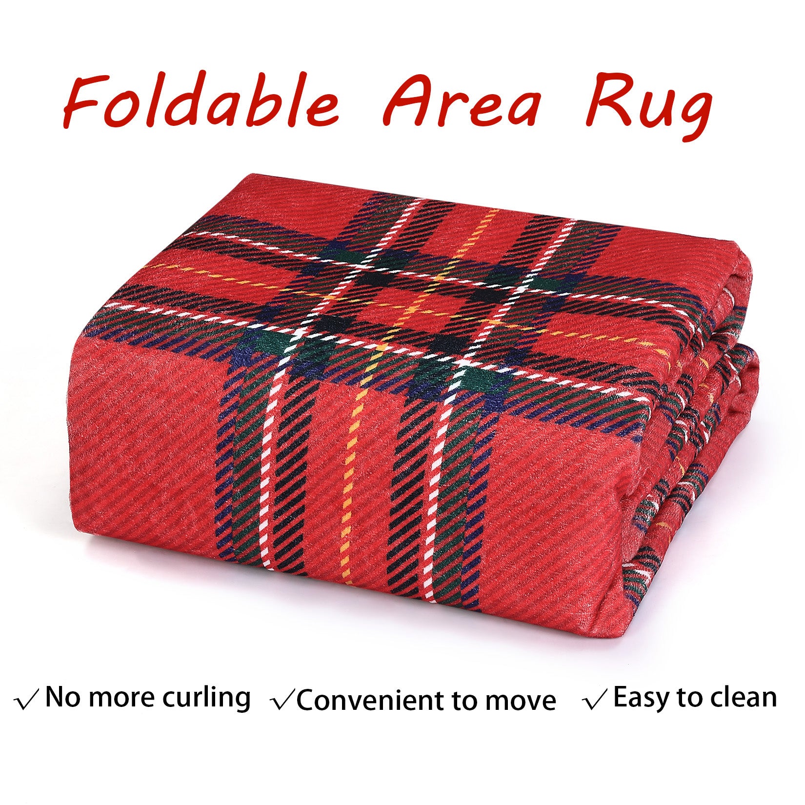 Garvee Christmas Runner Rug 2x8 Hallway Runners Washable Plaid Rug Xmas Decor Non Slip Kitchen Rugs Bath Mat Grid Low Pile Entryway Rug Stain Resistant Carpet for Laundry Entance Plaid|Red 2'x8'