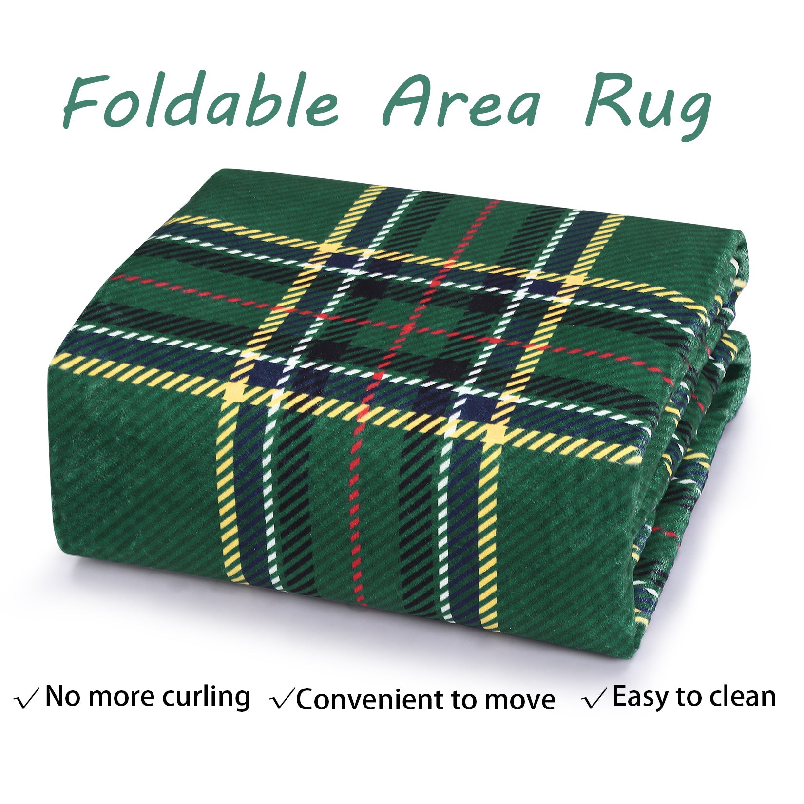 Garvee Christmas Door Mat 2x3 Washable Plaid Area Rug Xmas Doormat Non Slip Kitchen Rugs Bath Mat Low Pile Entryway Rug Home Decor Soft Stain Resistant Carpet for Laundry Entance Plaid|Green 2'x3'