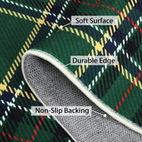 Garvee Christmas Door Mat 2x3 Washable Plaid Area Rug Xmas Doormat Non Slip Kitchen Rugs Bath Mat Low Pile Entryway Rug Home Decor Soft Stain Resistant Carpet for Laundry Entance Plaid|Green 2'x3'