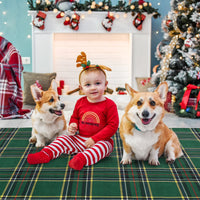Garvee Christmas Runner Rug 2x8 Hallway Runners Washable Plaid Rug Xmas Decor Non Slip Kitchen Rugs Bath Mat Grid Low Pile Entryway Rug Stain Resistant Carpet for Laundry Entance Plaid|Green 2'x8'