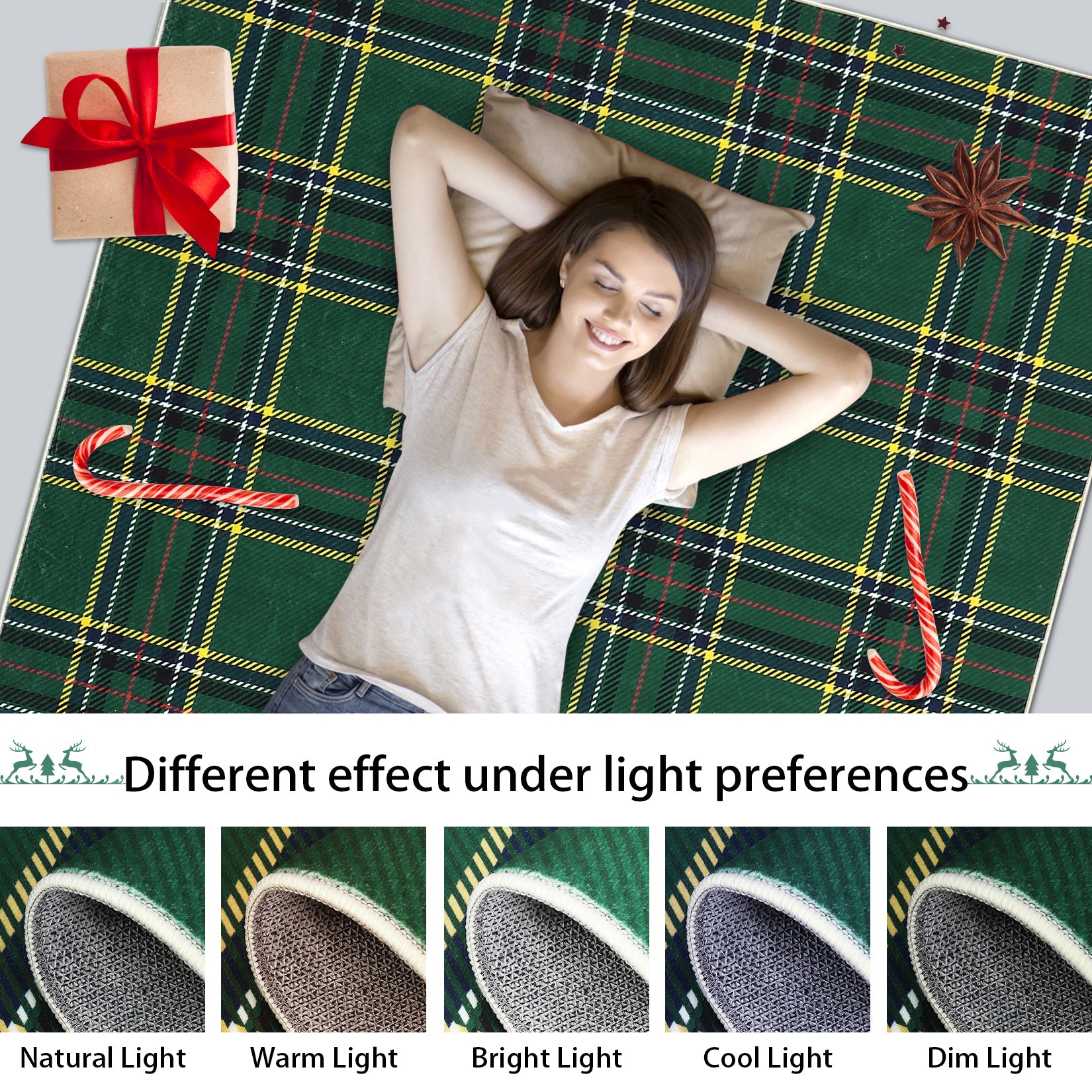 Garvee Christmas Runner Rug 2x6 Washable Plaid Area Rug Xmas Decor Non Slip Kitchen Rugs Bath Mat Buffalo Low Pile Entryway Rug Soft Stain Resistant Carpet for Laundry Entance Plaid|Green 2'x6'