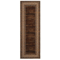 Garvee Red-Brown Washable Bordered Runner Rug 2' × 6', Non Slip Low Pile Stain Resistant Rug for Kitchen, Hallway, Entryway, Laundry Room