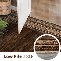 Garvee Red-Brown Washable Bordered Area Rug 6' × 9', Non Slip Low Pile Stain Resistant Rug for Living Room, Bedroom, Dining Room, Office