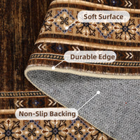 Garvee Red-Brown Washable Bordered Area Rug 6' × 9', Non Slip Low Pile Stain Resistant Rug for Living Room, Bedroom, Dining Room, Office