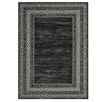 Garvee Dark Gary Washable Bordered Area Rug 8' × 10', Non Slip Low Pile Non Shedding Stain Resistant Rug, Modern Distressed Geometric Rug for Living Room Bedroom Dining Room