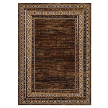 Garvee Red-Brown Washable Bordered Area Rug 8' × 10', Non Slip Low Pile Non Shedding Stain Resistant Rug, Modern Distressed Geometric Rug for Living Room Bedroom Dining Room