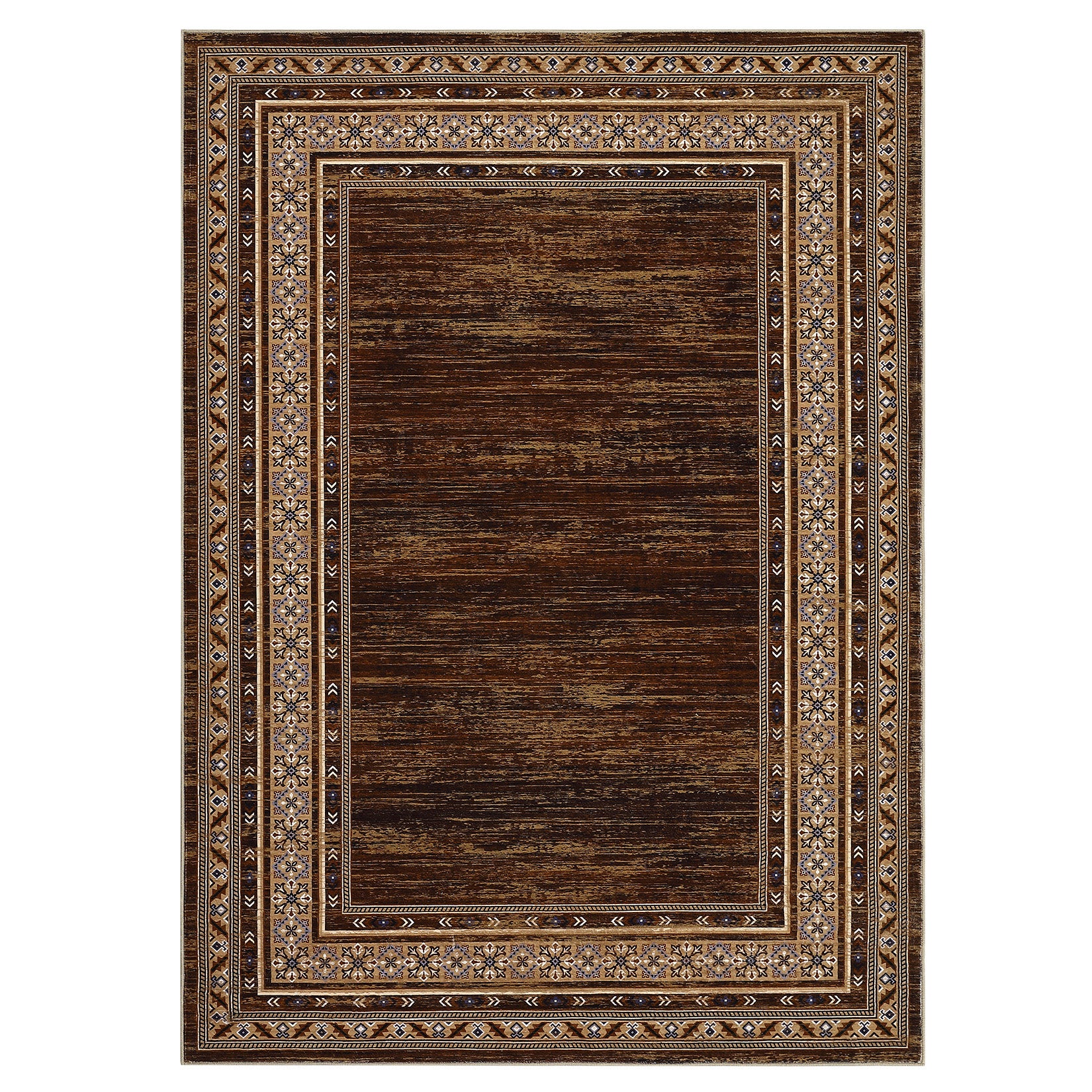 Garvee Bordered Red-Brown 9x12 Washable Area Rug – Modern Solid Design, Stain-Resistant, Low-Pile, Non-Slip Carpet for Living Room, Bedroom, or Dining Room