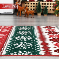 Garvee Christmas Area Rug 2x8 Farmhouse Non Slip Stain Resistant Soft Low Pile Red & Green Holiday Decor for Living Room Bedroom Kitchen