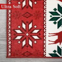 Garvee Christmas Area Rug 2x10 Farmhouse Non Slip Stain Resistant Soft Low Pile Red & Green Holiday Decor for Living Room Bedroom Kitchen