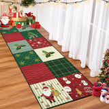 Garvee Christmas Runner Rug 2x6 Hallway Rug Xmas Red Runner Kitchen Rug Washable Rug Non Slip Carpet Snowman Stocking Santa Claus Soft Rug for Bathroom Laundry Living Room 2'x6' Plaid Patchwork - Red & Green