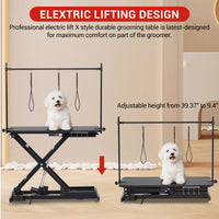 Garvee 47" Electric Lift Dog Grooming Table, Height Adjustable Pet Grooming Table with Non-Slip Top, Grooming Arm & Heavy-Duty X-Frame for Pets & Large Dogs, Black