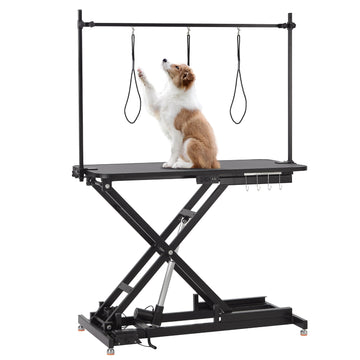 Garvee 47" Electric Lift Dog Grooming Table, Height Adjustable Pet Grooming Table with Non-Slip Top, Grooming Arm & Heavy-Duty X-Frame for Pets & Large Dogs, Black