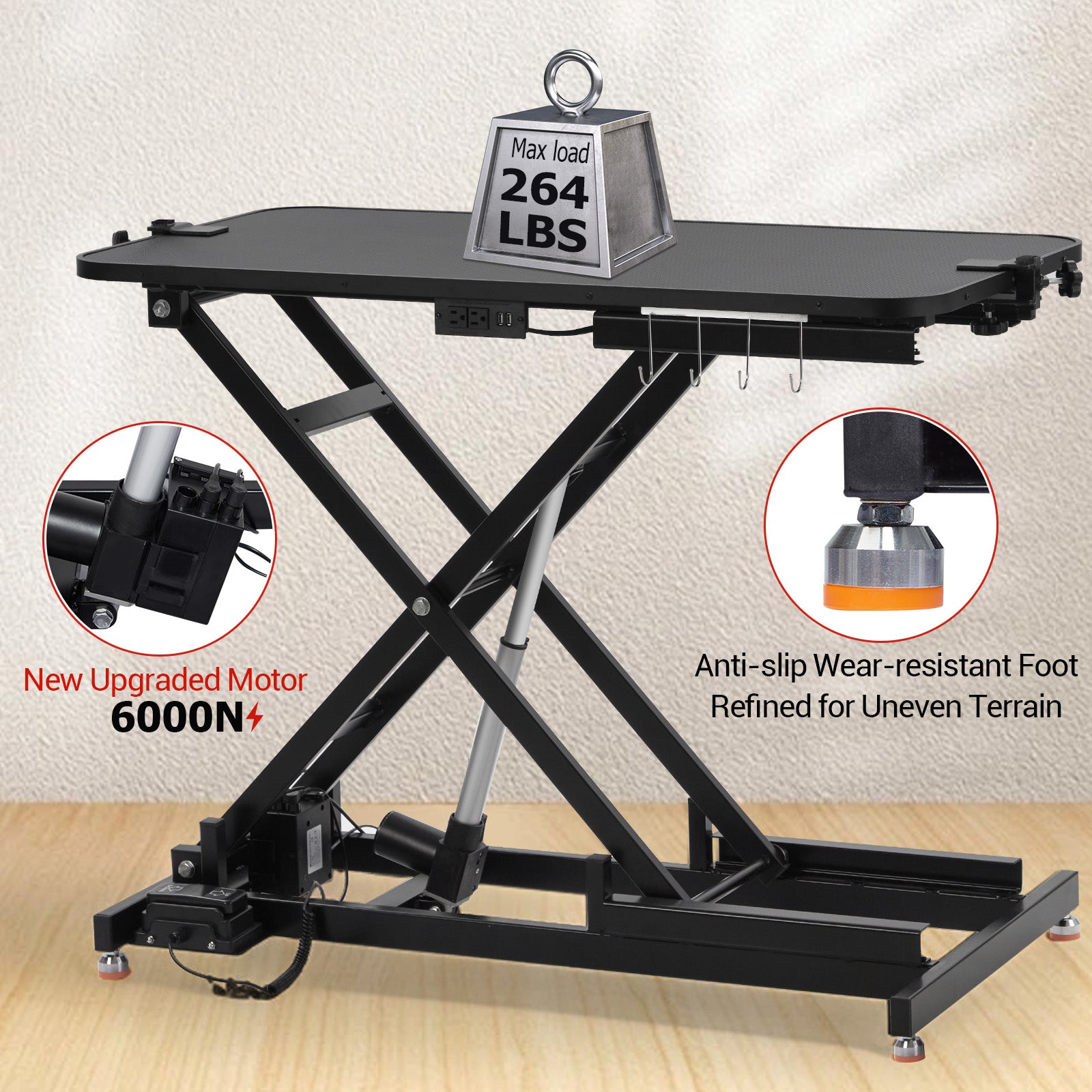 Garvee 47" Electric Lift Dog Grooming Table, Height Adjustable Pet Grooming Table with Non-Slip Top, Grooming Arm & Heavy-Duty X-Frame for Pets & Large Dogs, Black
