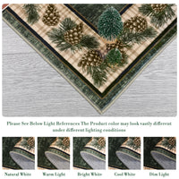 Garvee Living Room Rug Christmas Green 9x12 Area Rug Washbale Rug Plaid Rug with Pinecorn Xmas Decor Non Slip Soft Large Area Rug for Bedroom Stain Resistant Carpet for Nursery