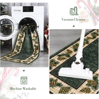 Garvee Living Room Rug Christmas Green 9x12 Area Rug Washbale Rug Plaid Rug with Pinecorn Xmas Decor Non Slip Soft Large Area Rug for Bedroom Stain Resistant Carpet for Nursery