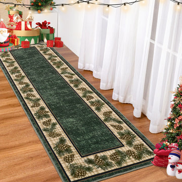 Garvee Christmas Runner Rug 2x6 Washable Plaid Area Rug Xmas Decor Non Slip Kitchen Rugs Bath Mat Buffalo Low Pile Entryway Rug Soft Stain Resistant Carpet for Laundry Entance