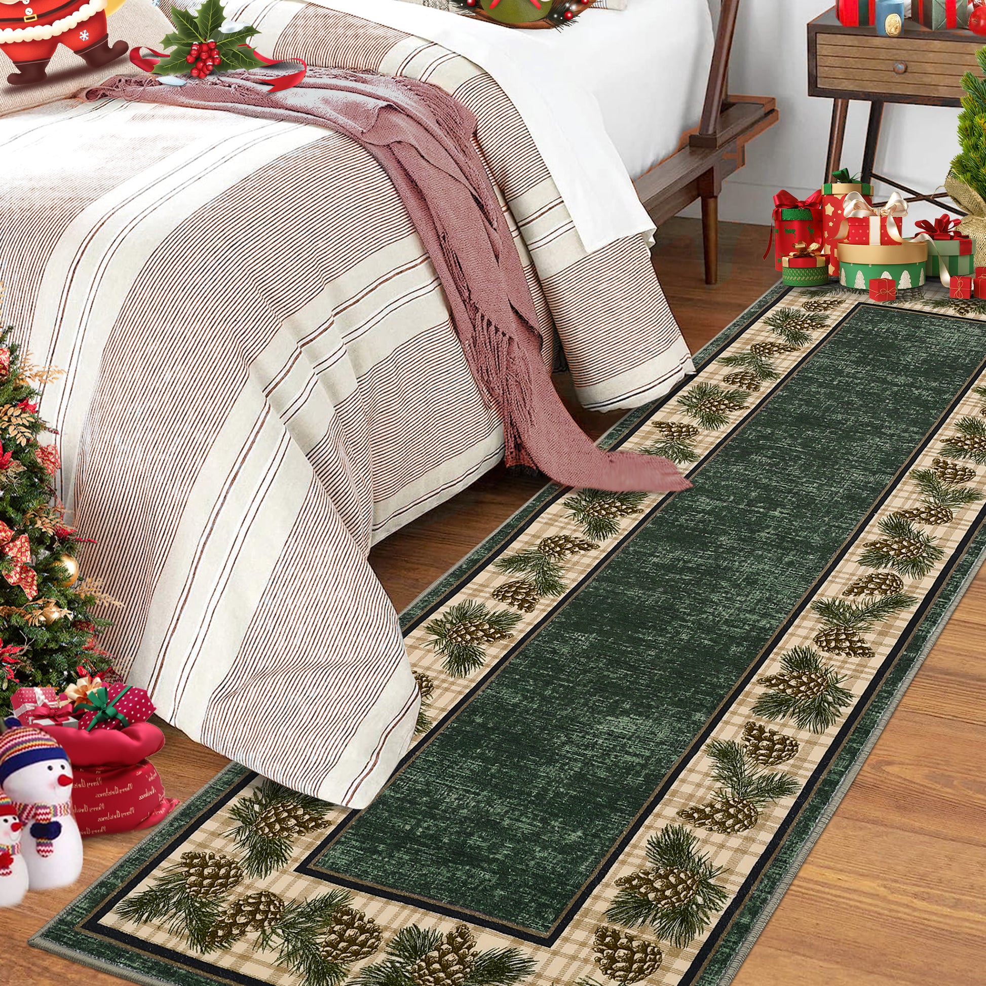 Garvee Christmas Runner Rug 2x6 Washable Plaid Area Rug Xmas Decor Non Slip Kitchen Rugs Bath Mat Buffalo Low Pile Entryway Rug Soft Stain Resistant Carpet for Laundry Entance