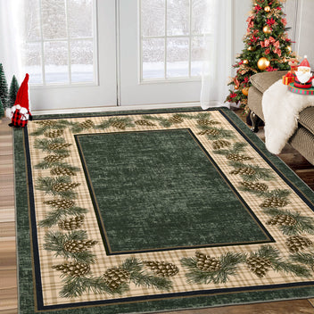 Garvee Christmas Area Rug 6x9 Rug Washable Living Room Rug Green Plaid Rug Xmas Decor Grid Non Slip Soft Accent Rug for Bedroom Low Pile Stain Resistant Carpet for Nursery Office Plaid|Green 6'x9'
