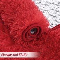 Garvee Fluffy & Sheepskin Red 2x6 Runner Rugs Fluffy Rug for Bedroom, Shag Furry Area Rug Carpet Non Shedding Plush Hallway Runner Rug Fuzzy Accent Rug for Kitchen Entryway Decoration
