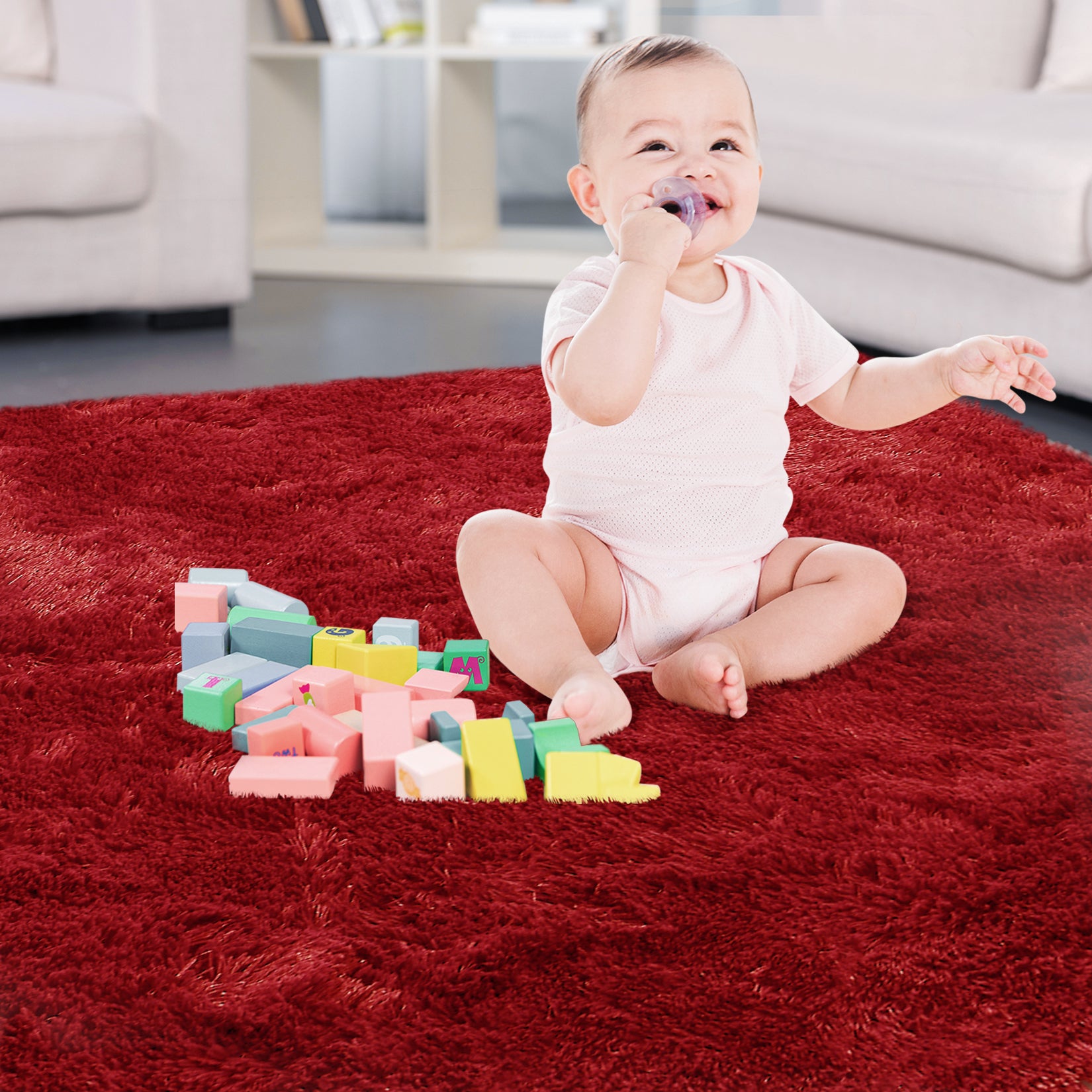 Garvee Fluffy & Sheepskin Red 2x6 Runner Rugs Fluffy Rug for Bedroom, Shag Furry Area Rug Carpet Non Shedding Plush Hallway Runner Rug Fuzzy Accent Rug for Kitchen Entryway Decoration