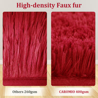Garvee Fluffy & Sheepskin Red 2x6 Runner Rugs Fluffy Rug for Bedroom, Shag Furry Area Rug Carpet Non Shedding Plush Hallway Runner Rug Fuzzy Accent Rug for Kitchen Entryway Decoration