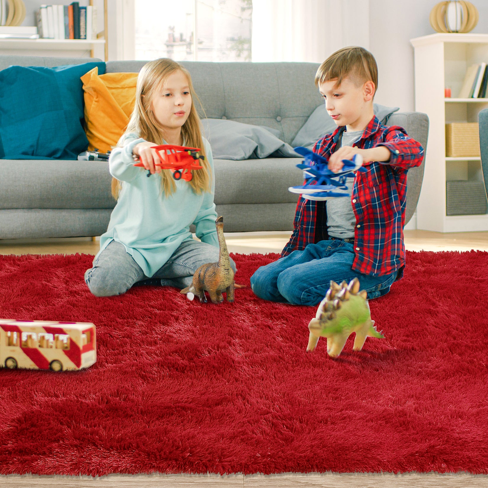 Garvee Fluffy & Sheepskin Red 2x6 Runner Rugs Fluffy Rug for Bedroom, Shag Furry Area Rug Carpet Non Shedding Plush Hallway Runner Rug Fuzzy Accent Rug for Kitchen Entryway Decoration