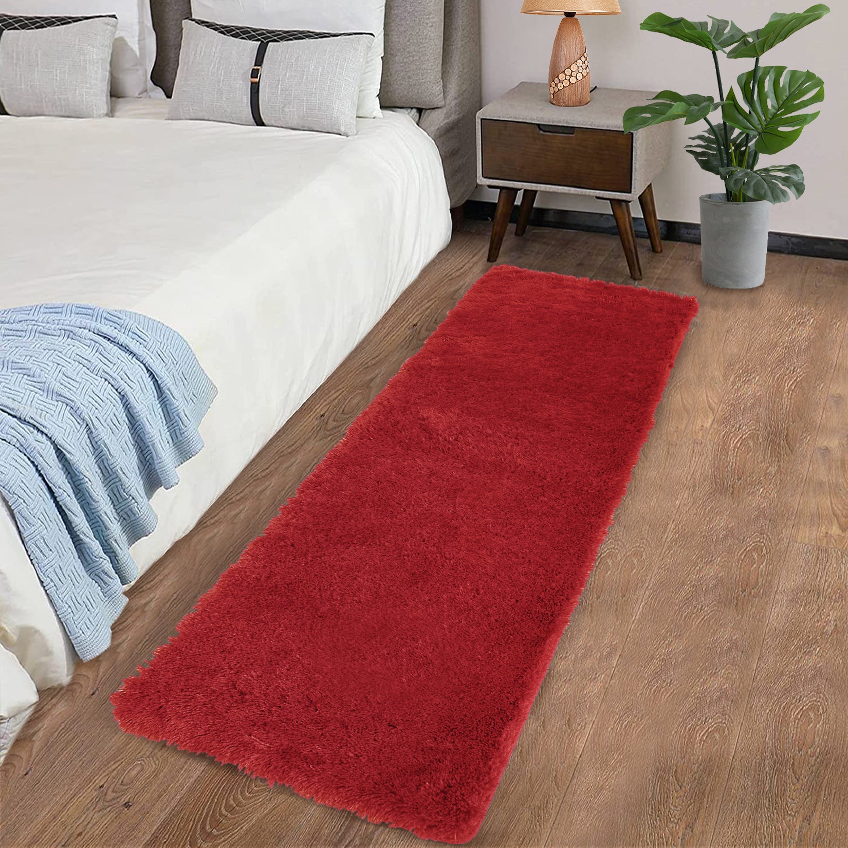 Garvee Fluffy & Sheepskin Red 2x6 Runner Rugs Fluffy Rug for Bedroom, Shag Furry Area Rug Carpet Non Shedding Plush Hallway Runner Rug Fuzzy Accent Rug for Kitchen Entryway Decoration
