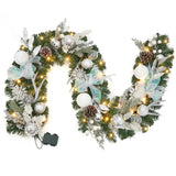 Garvee 6 Ft Prelit Christmas Garland with 20 LED Lights, Battery Operated, PE PVC Material, Snowflake Pine Cone Decor, Indoor Outdoor Staircase Fireplace - Garland