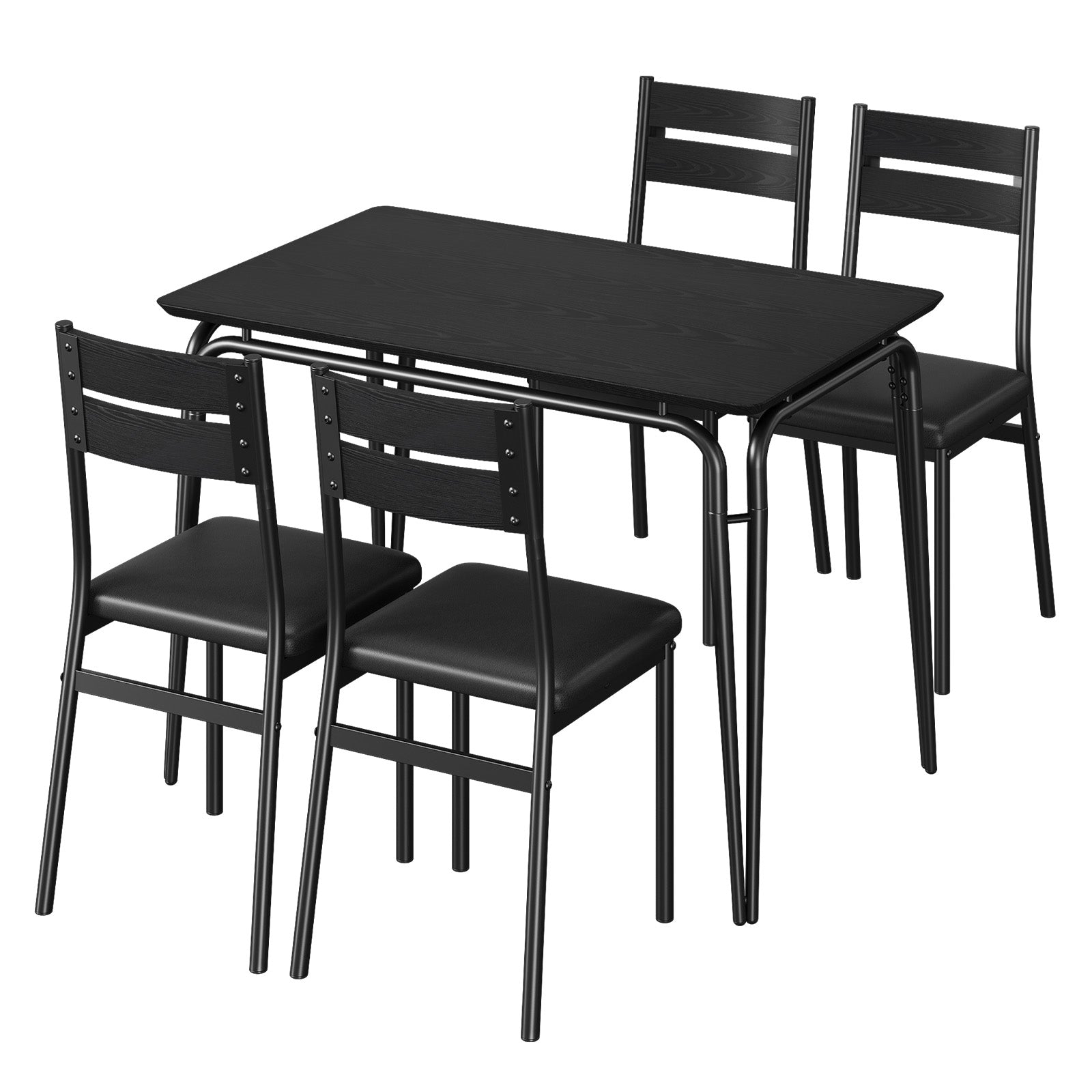 Garvee Modern Dining Table and Chair Set with for Rectangle Wood Table and 4 Upholstered Seats, Black
