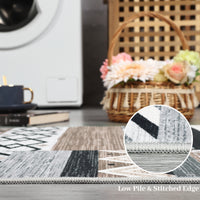 Garvee 2x6 Hallway Runner Rugs Washable Rug Tribal Farmhouse Neutral Rug Geometric Rug Low Pile Non-Slip Soft Rug for Entryway Bedroom Laundry Room Indoor Rug Grey