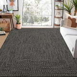 Garvee Area Rug Dark Grey 10x13 Extra Large Rug Print Braided Machine Washable Rug for Living Room, Non-Slip Stain Resistant Accent Rug Farmhouse Printed Weaving Floor Cover Carpet for Bedroom - Dark Gray