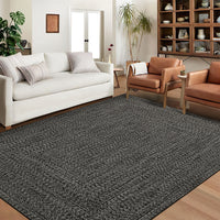 Garvee Dark Grey 8x10 Area Rug Print Braided Area Rug Machine Washable Rug for Living Room Farmhouse Solid Printed Weaving Carpet Non-Slip Stain Resistant Accent Rug Floor Cover for Home Decor