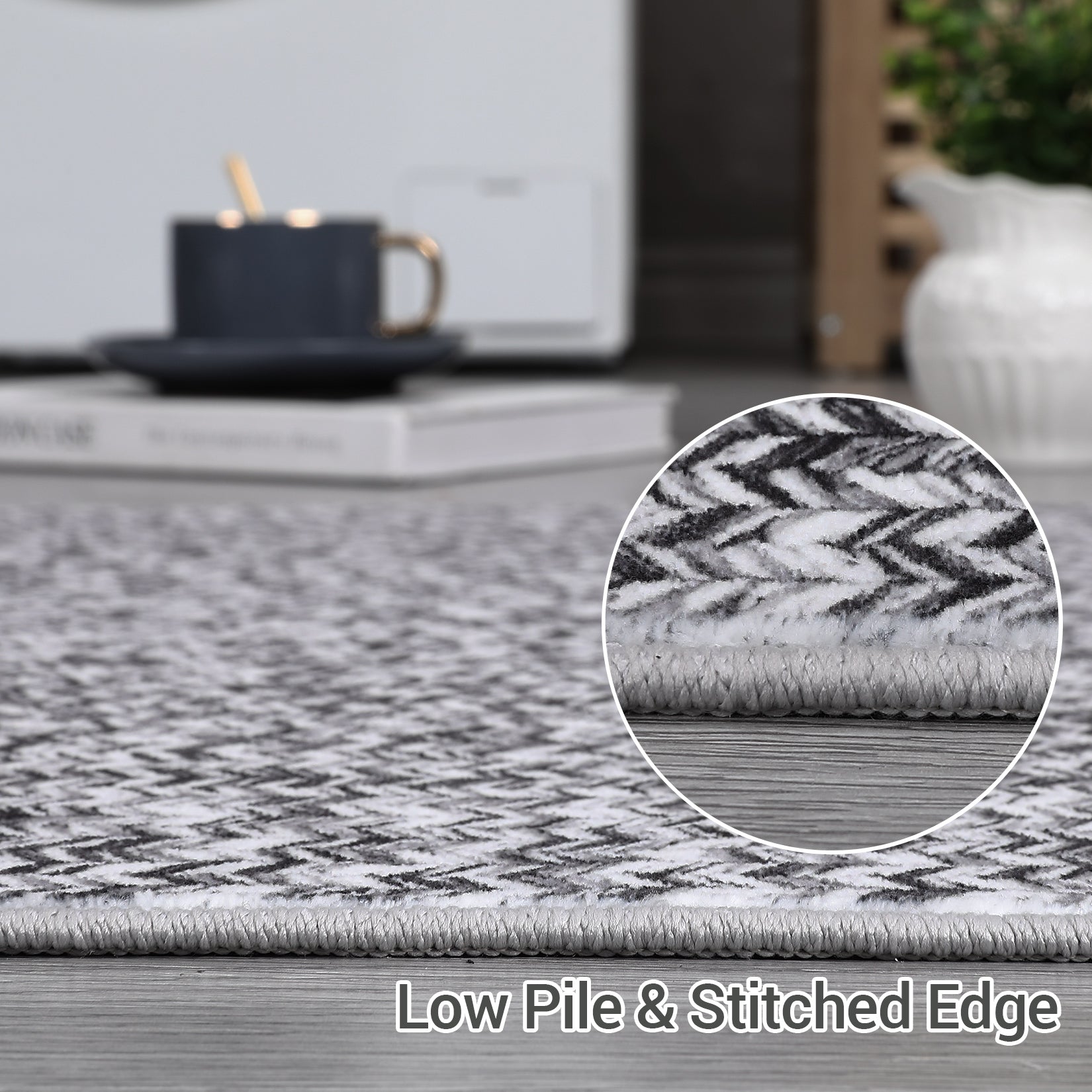Garvee Area Rug 10x13 Extra Large Rug Print Braided Machine Washable Rug for Living Room, Non-Slip Stain Resistant Accent Rug Farmhouse Printed Weaving Floor Cover Carpet for Bedroom, Grey