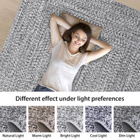 Garvee Area Rug 10x13 Extra Large Rug Print Braided Machine Washable Rug for Living Room, Non-Slip Stain Resistant Accent Rug Farmhouse Printed Weaving Floor Cover Carpet for Bedroom, Grey