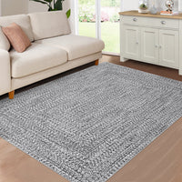 Garvee Area Rug 10x13 Extra Large Rug Print Braided Machine Washable Rug for Living Room, Non-Slip Stain Resistant Accent Rug Farmhouse Printed Weaving Floor Cover Carpet for Bedroom, Grey