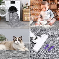 Garvee Area Rug 10x13 Extra Large Rug Print Braided Machine Washable Rug for Living Room, Non-Slip Stain Resistant Accent Rug Farmhouse Printed Weaving Floor Cover Carpet for Bedroom, Grey