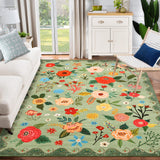 Garvee Vintage Floral Green 2x3 Area Rug for Living Room,Machine Washable Large Rugs, Non Slip Vintage Low Pile Soft Carpet for Bedroom /Dining Room /Farmhouse/Nursery/Apartment - Green