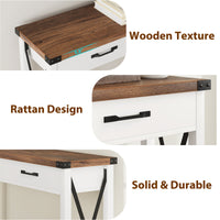 Garvee Console Table with 2 Drawers, Farmhouse Sofa Table with Storage Shelf, Accent Wood Entryway Table for Entryway, Brown & White