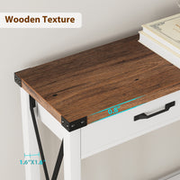 Garvee Console Table with 2 Drawers, Farmhouse Sofa Table with Storage Shelf, Accent Wood Entryway Table for Entryway, Brown & White